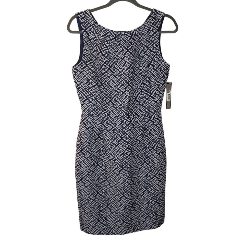 NWT Tahari Navy Blue & White Cutout Back Sheath Party Career Aileen Dress Size 6